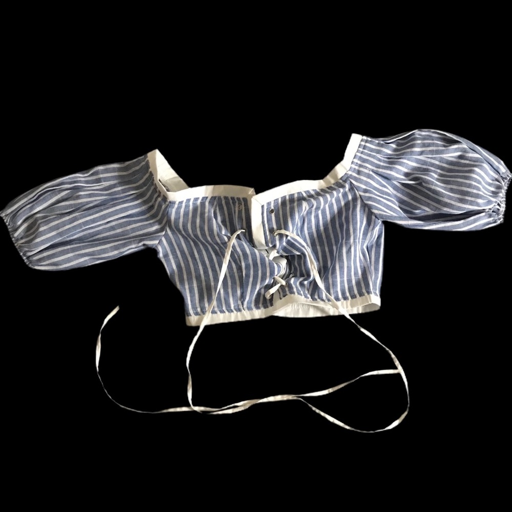 Nasty gal blue pinstripe crop top S